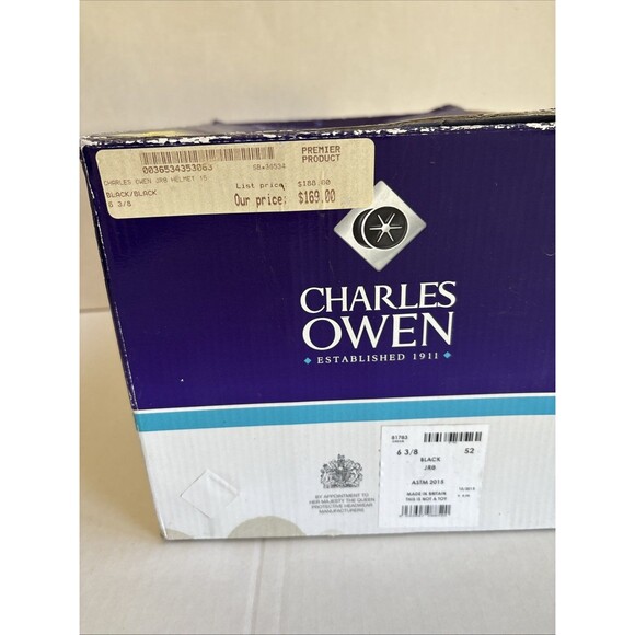 Charles Owen JR8 Black Equestrian Riding Helmet Size 6-3/8: 52cm W/Box main image 7